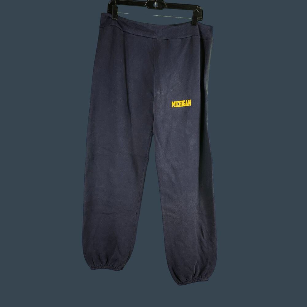 Vintage Michigan Navy Blue Sweatpants Sportswear XL Elastic Cuffs